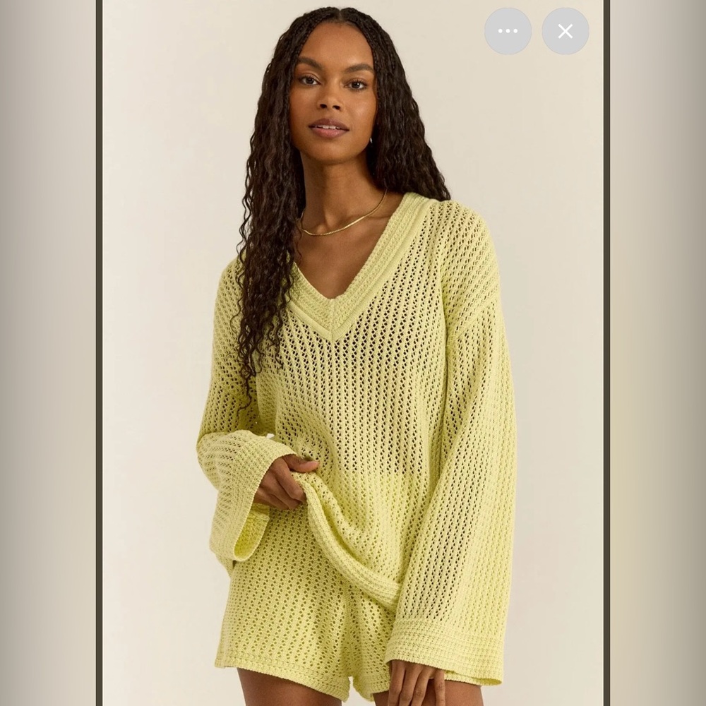 Z Supply Kiami Crochet Sweater NWT Limeade
